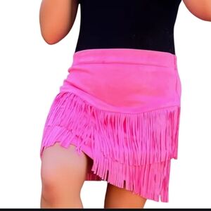 Pink Fringe Skirt